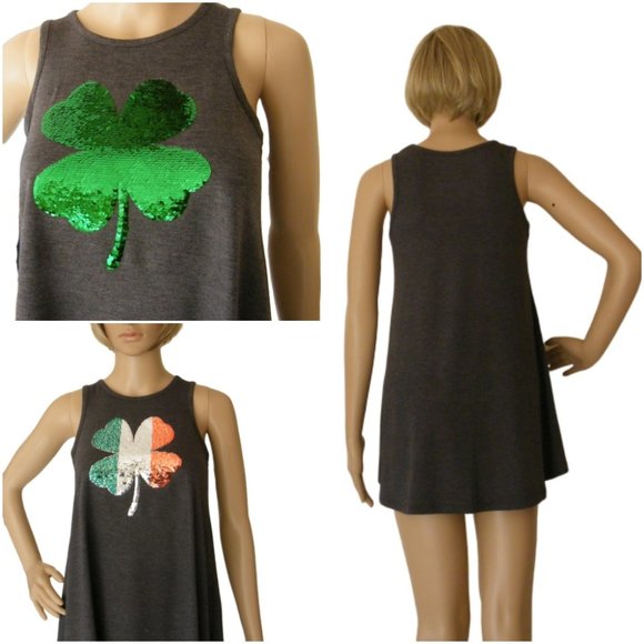 LOL Vintage Top Size M St. Patrick's Tank Sequins - Picture 1 of 9